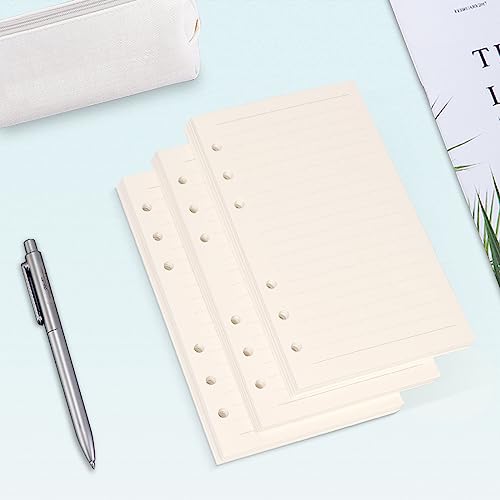 A6 Refill Paper, [5 Pack] Toplive 100GSM Thick Refillable Paper 6 Hole Filler Inserts Loose Leaf Paper 225 Sheets (450 Pages) for 6 Ring Binder Journal Notebook-Lined Paper - style: Line 5 Pack