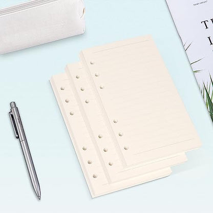 A6 Refill Paper, [5 Pack] Toplive 100GSM Thick Refillable Paper 6 Hole Filler Inserts Loose Leaf Paper 225 Sheets (450 Pages) for 6 Ring Binder Journal Notebook-Lined Paper - style: Line 5 Pack