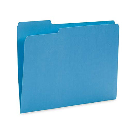Blue Summit Supplies 100 File Folders, Letter Size, 1/3 Cut, Ocean Tones | Durable 11pt, 1/3 cut top tab, blue and green ocean tones, for office, school, and home filing - color: Ocean Tone