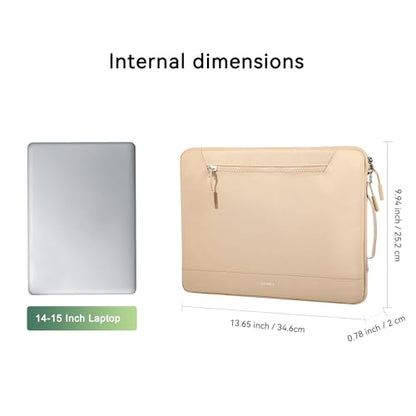 LANDICI 360°Protective Laptop Sleeve Case 14 15 Inch, Waterproof Slim Computer Cover Bag Compatible with MacBook Air M2 15, MacBook Pro 14/15, Chromebook 14/15, Asus vivobook 14, Apricot - color: Apricot, size: 14-15 Inch
