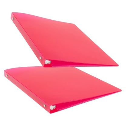 JAM PAPER Plastic 0.5 inch Binders - Fuchsia Pink 3 Ring Binders - 2/Pack - color: Pink, size: 0.5 inch (Pack of 2)