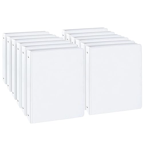 CIXILDTS 1-inch Round Ring Binder, Standard 3 Ring Binder Fit Letter Size Paper, Presentation View Binders, White,12-Pack - color: White, size: 1", style: 12-Pack