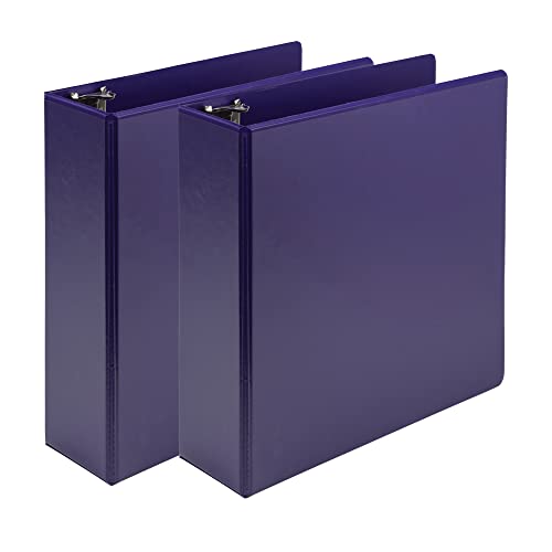 Samsill Earth’s Choice™, Durable Fashion Color 3 Ring View Binder, 3 Inch Round Ring, Up to 25% Plant Based Plastic, Eco-Friendly, USDA Certified Biobased, Purple, Value 2 Pack (U86808) - color: Purple, size: 3", style: 2 Pack