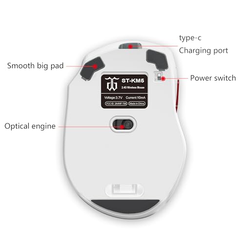 Snpurdiri 2.4G Wireless Gaming Keyboard and Mouse Combo, Include Small 60% Merchanical Feel Ergonomic Design Mini Wireless Mouse(White) - color: White Combo