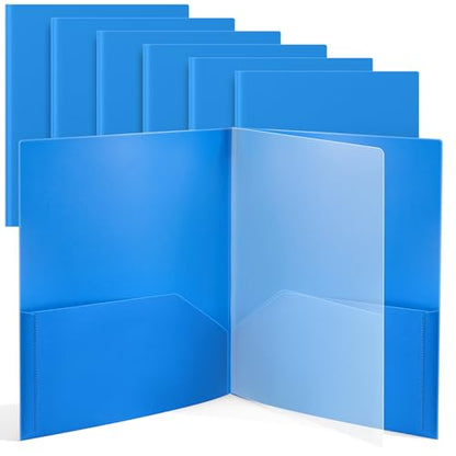 Colarr 6 Pcs Plastic Multi Pocket Folders Bulk Heavy Duty Folders, Paper Document Project Organizer for Back to School, School Supplies, Classroom, Office Home(4 Pockets,Blue) - color: Blue, style: 4 Pockets