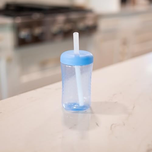 The First Years Squeeze & Sip Toddler Straw Cups - Squeezable Transition Sippy Cup with Silicone Straw - Toddler Feeding Supplies - Blue/Yellow/Red - 7 Oz - 3 Count - Ages 6 Months and Up - color: Blue/Yellow/Red