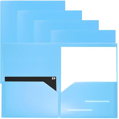 Youngever 6 Pack Heavy Duty Plastic Two Pocket Folders, Heavy Duty Plastic 2 Pocket Folder (Light Blue) - color: Light Blue