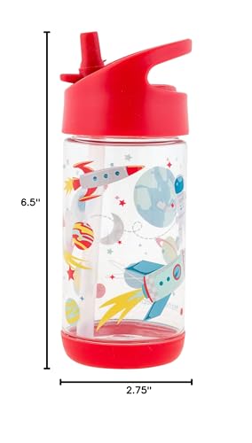 Stephen Joseph, Kids Flip Top Water Bottle, 10 oz Tritan BPA Free, Water Bottle for Girls & Boys, Back to School Flip Top Bottle, Space - color: Space