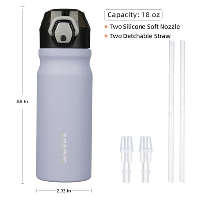 BJPKPK Water Bottle with Straw 18oz Insulated Water Bottles Reusable Stainless Steel Metal Thermal Flask with Leak Proof Lockable Lid and Carry Handle,Iceberg - color: A-Iceberg, size: 18 Ounces