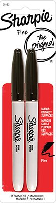 Sharpie 30162PP Fine-Point Permanent Markers, Black, 2-Ct. - Quantity 6