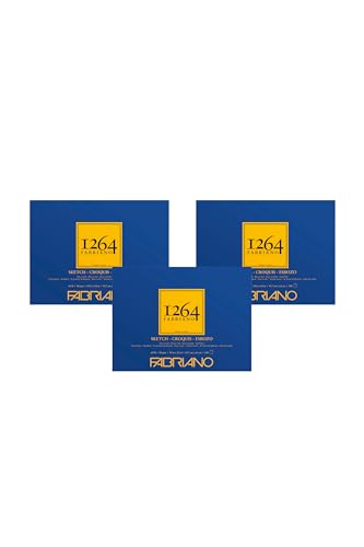 Fabriano 1264 Sketch Pad, 18" x 24", Glue Bound, 60 lb., 3-Pack