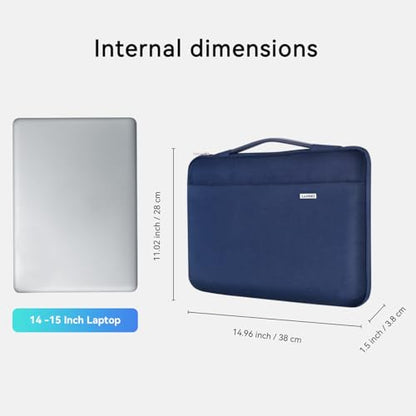 LANDICI 360°Laptop Sleeve Case 14 15 Inch Compatible with MacBook Air 15 M2/M3/M4 2022-2025, MacBook Pro 15, Hp chromebook 14, Waterproof Computer Bag Cover with Handle, Blue - color: Blue, size: 14-15 inch