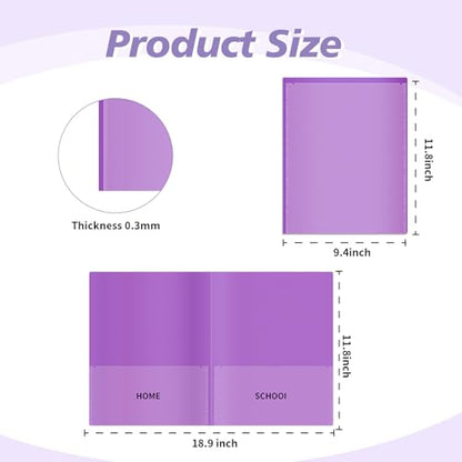 50 Pcs Parent Teacher Classroom Communication Folder with Clear Front Pockets, 2 Pockets Homework Folders Take Home Plastic Folders for Kid Student Home and Classroom (Purple) - color: Purple