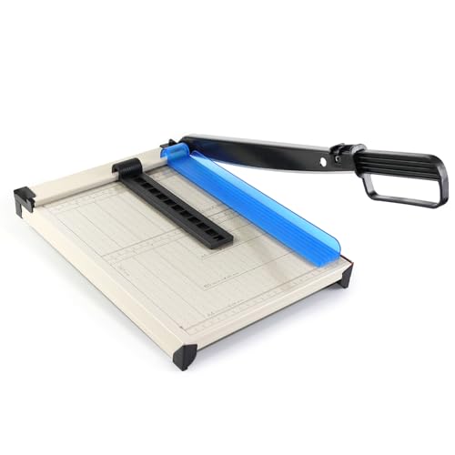 Guillotine Paper Cutter, A4 Paper Cutter, Heavy Duty Paper Trimmer with Safety Guard, 12 Sheets Capacity, Paper Guillotine for Cardstock, Photos, Scrapbooking, Office, Classroom, Studio