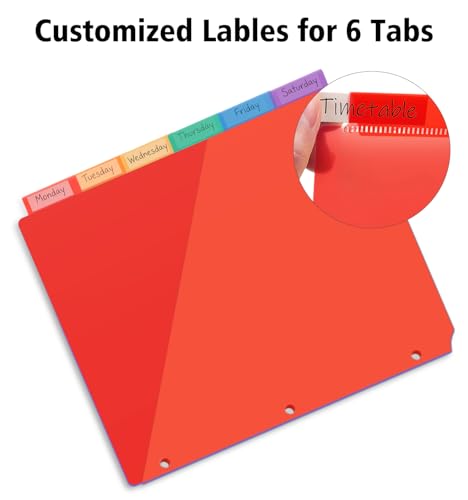 12 Count Binder Dividers with Front Pocket – Dividers for 3 Ring Binder, Plastic Rainbow Colorful Notebook Subject Folders Dividers with Tabs & Insertable Pockets for School, Office, Home Organization