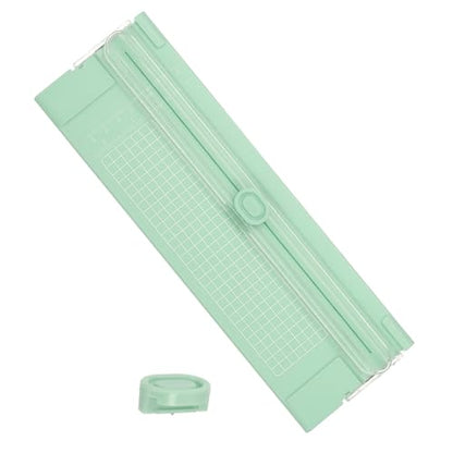 PATIKIL Paper Cutter Trimmer, A4 Straight Small Portable Paper Slide Paper Slicer with Safe-Guard for Craft Cardstock Label Card, Scrapbook Photo, Green, with 1 Blade - color: Green