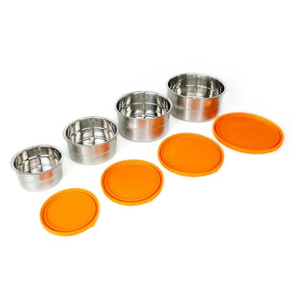 Anas Metal Food Storage Containers with Lids - Stainless Steel, Compact Stackable, Leak Proof, Dishwasher Safe and Microwavable for Lunch, Work, School Travel, Bento Box (4)