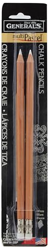General Pencil 2 Piece Multi-Pastel Chalk Pencils, White