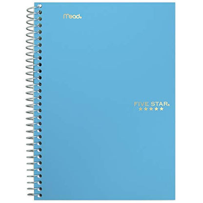 Five Star Small Spiral Notebooks, 6 Pack, 2 Subject, College Ruled Paper, 9-1/2" x 6", 100 Sheets, Amethyst Purple, Sedona Orange, Seaglass Green, Tidewater Blue, Gray, Black (73711)