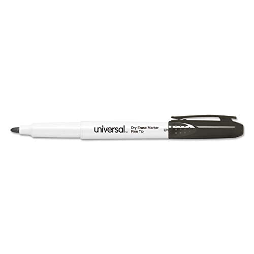 Universal 43671 Pen Style Dry Erase Marker, Fine/Bullet Tip, Black, Dozen