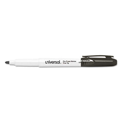 Universal 43671 Pen Style Dry Erase Marker, Fine/Bullet Tip, Black, Dozen