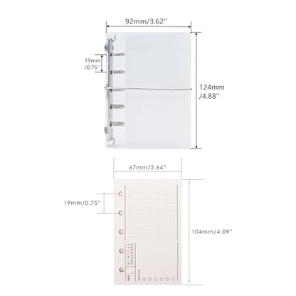 AxeWoodz Clear A8 Binder PP Trifold Binder 5 Rings Loose Leaf Binder Notebook with 120 Sheets A8 Refill Paper (Vertical Lined&to Do List&Weekly Plan) - style: Vertical Lined&To Do List&Weekly Plan