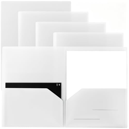 Youngever 6 Pack Heavy Duty Plastic Two Pocket Folders, Heavy Duty Plastic 2 Pocket Folder (Cloud White) - color: Cloud White