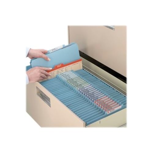 Smead Pressboard Classification File Folder with SafeSHIELD Fasteners, 1 Divider, 2" Expansion, Letter Size, Blue, 10 per Box (13730) (Pack of 1) - color: Blue