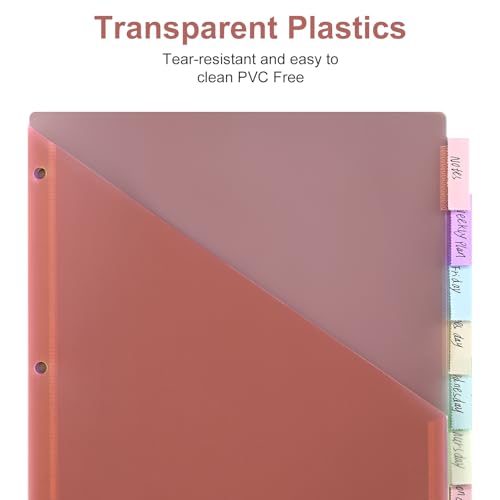 48 Counts 8-Tab Binder Dividers, Index Pockets for 3 Ring Binders, 8 Pastel Colors, US Letter Size (6)