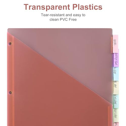 48 Counts 8-Tab Binder Dividers, Index Pockets for 3 Ring Binders, 8 Pastel Colors, US Letter Size (6)