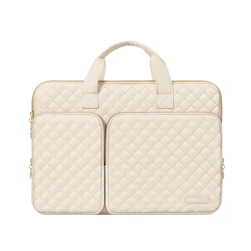 MOSISO 360 Protective Laptop Case 16 inch,15-15.6 inch Laptop Sleeve Compatible with MacBook Pro 16 M5 M4 M3 M2 M1 HP Acer Dell Lenovo,Square Quilted Bag Cover with 2 Pockets&Handle&Belt, Sand - color: Sand, size: 16 inch