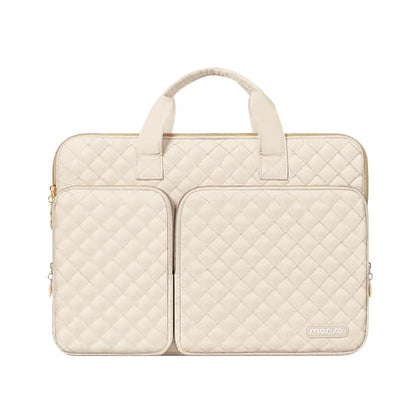 MOSISO 360 Protective Laptop Case 16 inch,15-15.6 inch Laptop Sleeve Compatible with MacBook Pro 16 M5 M4 M3 M2 M1 HP Acer Dell Lenovo,Square Quilted Bag Cover with 2 Pockets&Handle&Belt, Sand - color: Sand, size: 16 inch