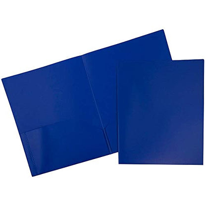 JAM PAPER Plastic 2 Pocket POP Folders - Durable School Folders - Blue - 6/Pack - color: Blue, size: 6 Per Pack