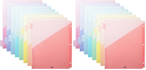 Mr. Pen Binder Dividers with 8-Tab, Pastel Colors, 3 Ring Binder with Tabs and Pockets (Pack of 2) - color: Macaron, size: 16 Pack