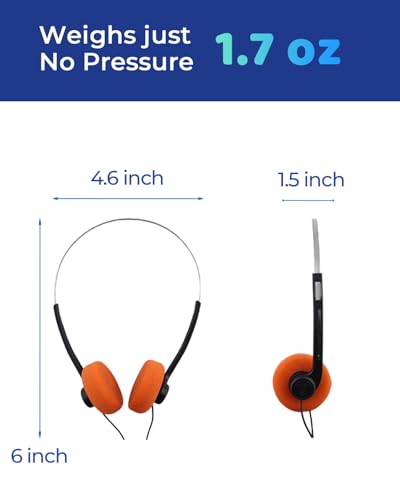 10 Pack Classroom Headphones for School Students, Bulk Headphones with 3.5mm Jack, Comfortable Soft Earpads, Adjustable Headband, 4 Ft Tangle-Free Cord for Computers, Tablets & Laptops