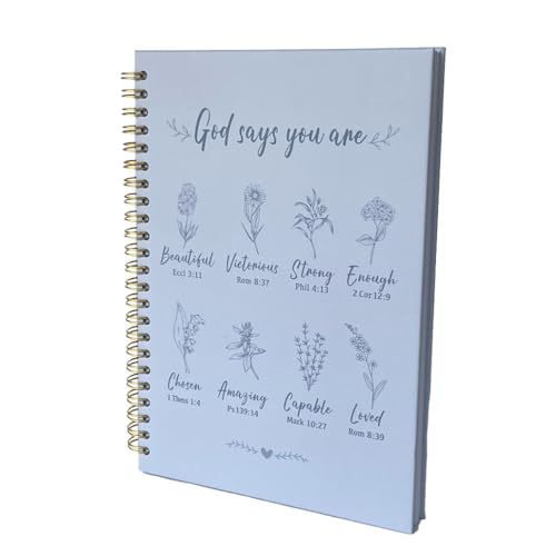 Christian Spiral Notebooks For Women - Bible Study Prayer Journal Dairy With God Says,140 Pages,Hardcover Coil-Bound Subject Notebook College Ruled,Inspirational Gifts For Church Members Journals For Writing, A5(5.8"X8.3") (Blue) - color: Blue