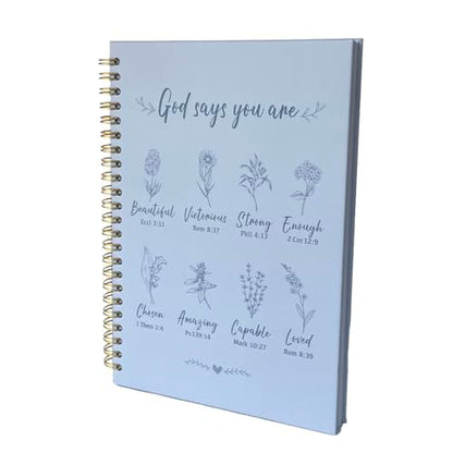 Christian Spiral Notebooks For Women - Bible Study Prayer Journal Dairy With God Says,140 Pages,Hardcover Coil-Bound Subject Notebook College Ruled,Inspirational Gifts For Church Members Journals For Writing, A5(5.8"X8.3") (Blue) - color: Blue