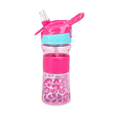Nuby Thirsty Kids Flip-It No-Spill Toddler Sippy Cup with Soft Spout - 12 oz - 18+ Months - Pink Leopard - Back to School Essentials - color: Pink Leopard, size: 12 Ounces