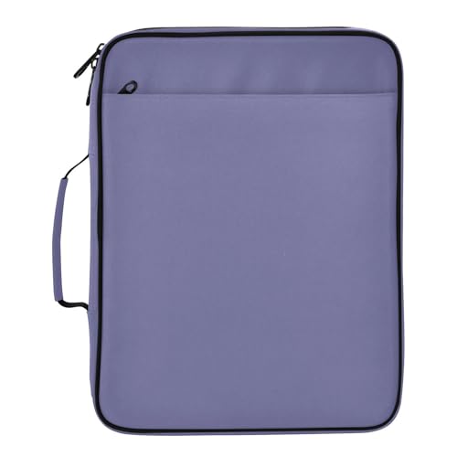 Purple Pattern 3 Ring Zipper Binder for Office School High Capacity Document Organizer 1.2 Inch Portfolio Case Holds 500 Sheets Binder Organizer for Adults Kids - color: Purple