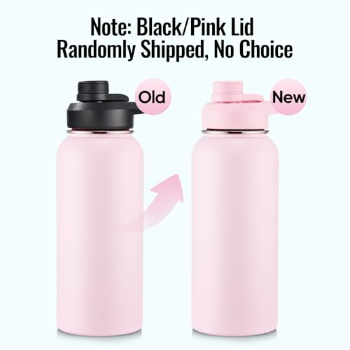 Fijinhom Insulated Water Bottle with Handle, 304 Stainless Steel Water Bottles with Wide Mouth, Double Wall Vacuum Sports Water Bottle, BPA Free, Keep Cold and Hot, 32 Ounces Pink - color: Pink, size: 32 Ounces