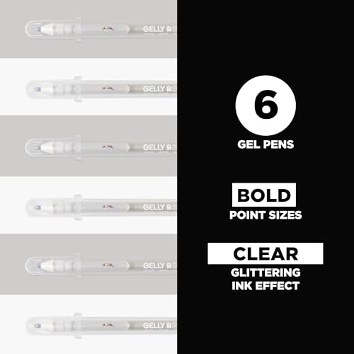 SAKURA 57906 6-Piece Gelly Roll Stardust Gel Pen Set, Bold, Clear - style: 6 Stardust Pens