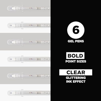 SAKURA 57906 6-Piece Gelly Roll Stardust Gel Pen Set, Bold, Clear - style: 6 Stardust Pens