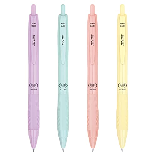 JAVAPEN 0.38mm Ultra Fine Ballpoint Pens – Smooth Ink Flow, Anti-Smudge Twin Ball Tip, Pastel Colors, Black Ink – Ideal for Journaling, Notes, Office, Students (4 Pack) - color: Black