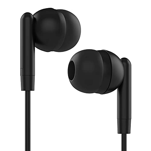 Maeline Bulk Earbuds with 3.5 mm Headphone Plug - 50 Pack Wholesale Bundle - Jet Black - color: Jet Black, size: 50 Pack
