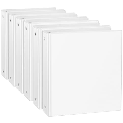 CIXILDTS 1.5-inch Round Ring Binder, 1-1/2" 3 Ring Binder Fit Letter Size Paper, Presentation View Binders, White, 6-Pack - color: White, size: 1.5", style: 6-Pack