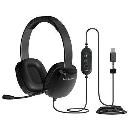 Cyber Acoustics Stereo USB Headset (AC-6012), Unidirectional Microphone with Flexible Boom for PC & Mac; In-line audio controls; Perfect for Classroom or Home - size: 1 Unit