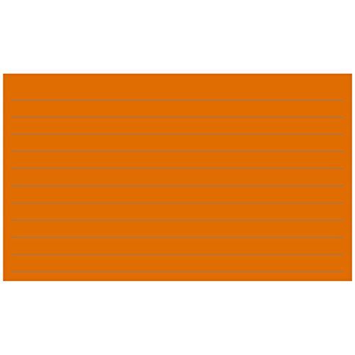 Colonial Cards: 150 Color Cardstock 3" x 5" Index Cards, Pumpkin, Lined Landscape Format - color: pumpkin