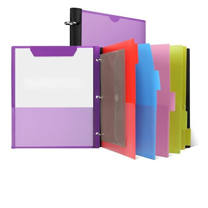 360° Pivotable Project Organizer Folder, 3 Ring Binder | Customizable Cover Multi Pocket Folder Binder, 13 Pocket Folders, Purple - color: Purple, size: 1 PCS