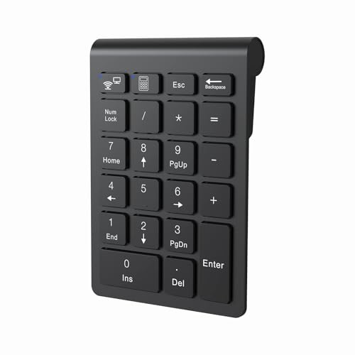 cimetech BT Number Pad, Wireless Numeric Keypad Numpad, 22 Keys Portable Mini Financial Accounting Keyboard for Laptop Notebook, Desktop, Surface Pro, PC - color: BT-Black