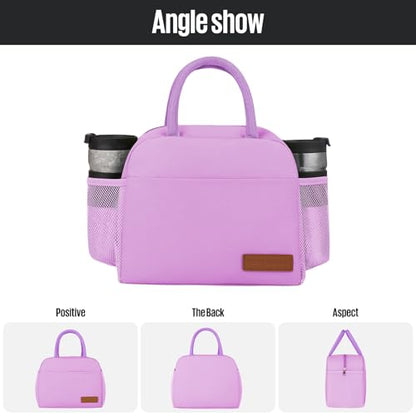douyadady Lunch Bag&Box Women/Men Insulated&Reusable | Spacious Lightweight Waterproof Sturdy Durable Great Value For Office Work School Picnic Travel - color: Purple